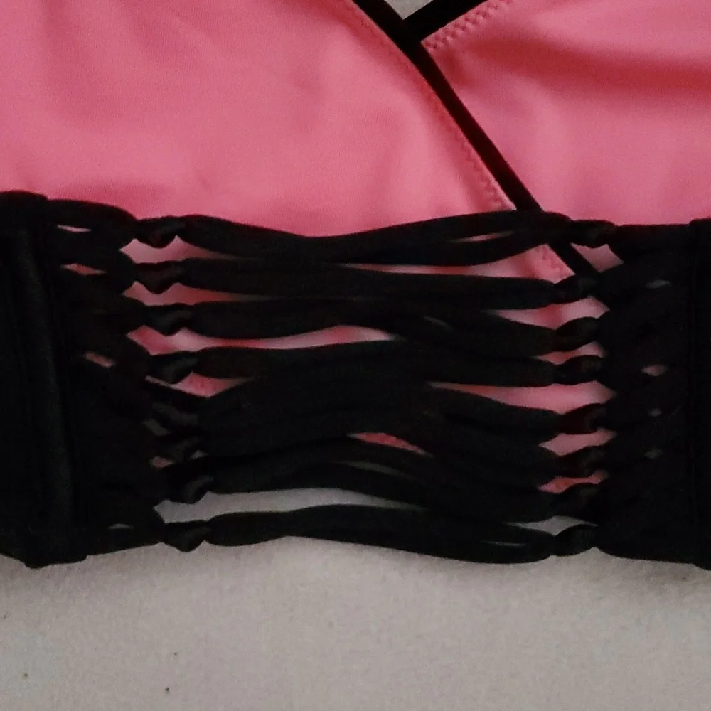 PINK VICTORIA'S SECRET Swimwear Bikini Top Ruffle Hem Bottom Swimsuit Set - Picture 6 of 12